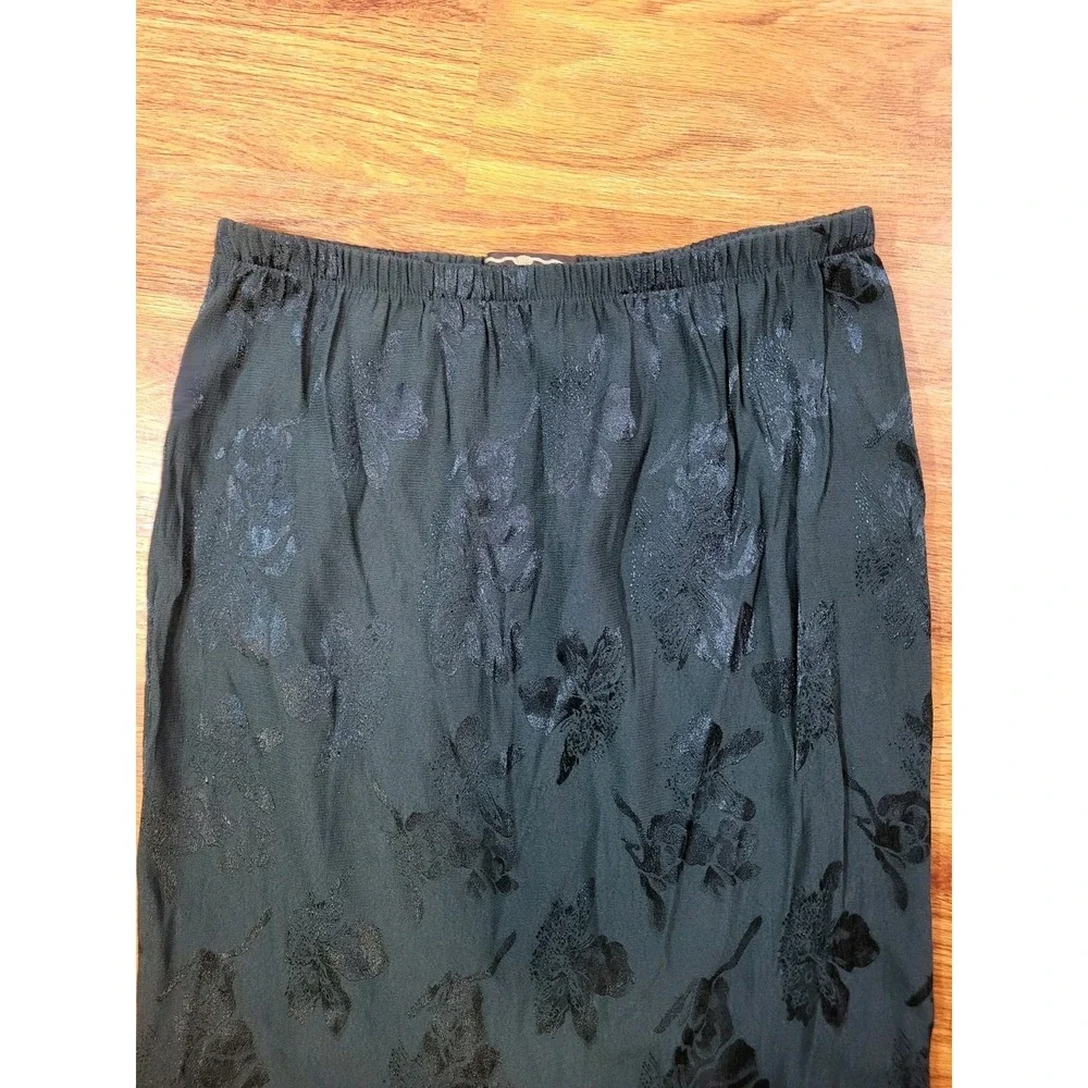 Vintage Y2K Garden Fairy Violet Kay Green Floral Jacquard Maxi Skirt Medium